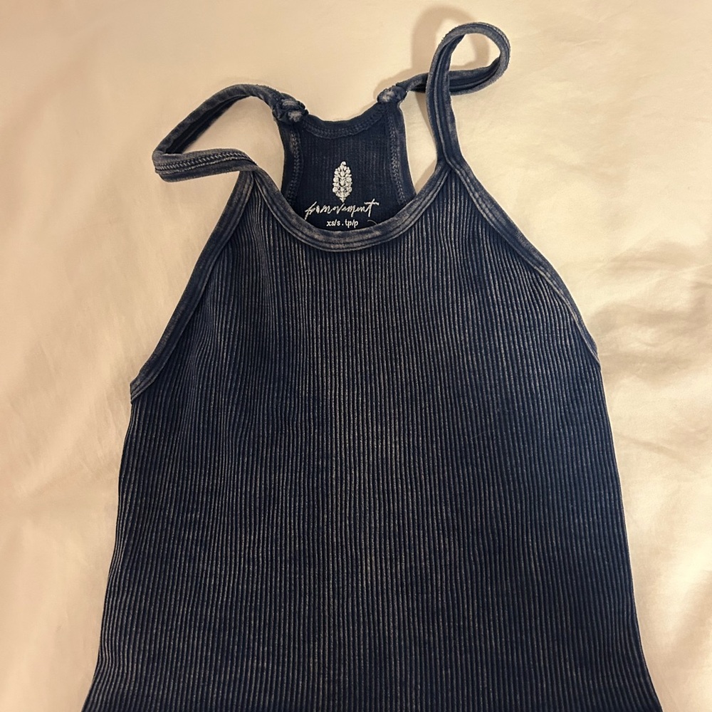 FP Movement by Free People Black Ribbed High-Neck Racerback Tank